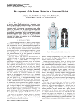 Development of the Lower Limbs of a Humanoid Robot