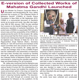 E-Version of Collected Works of Mahatma Gandhi Launched