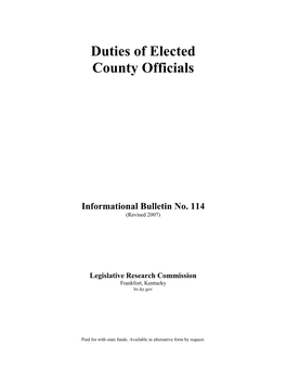 Duties of Elected County Officials