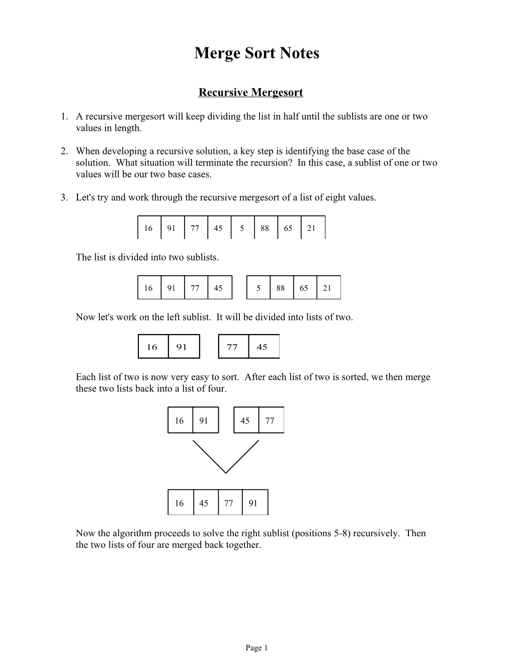 Merge Sort Notes