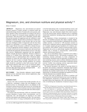 Magnesium, Zinc, and Chromium Nutriture and Physical Activity1–3