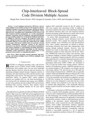 Chip-Interleaved Block-Spread Code Division Multiple Access Shengli Zhou, Student Member, IEEE, Georgios B