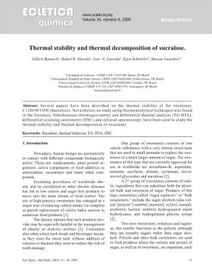 Thermal Stability and Thermal Decomposition of Sucralose