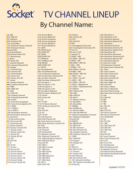 TV CHANNEL LINEUP by Channel Name