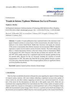 Trends in Intense Typhoon Minimum Sea Level Pressure