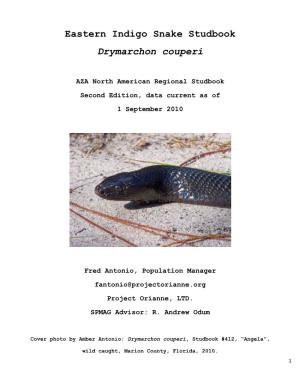 Eastern Indigo Snake Studbook Drymarchon Couperi
