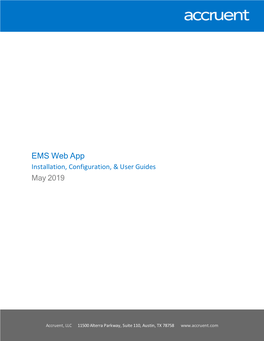 EMS Web App Installation, Configuration, & User Guides May 2019
