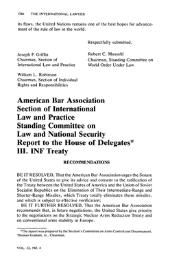 INF Treaty RECOMMENDATIONS