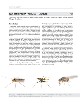 KEY to DIPTERA FAMILIES — ADULTS 12 Stephen A