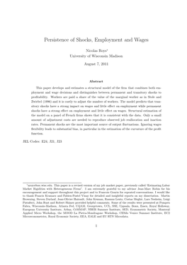 Persistence of Shocks, Employment and Wages