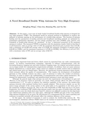 A Novel Broadband Double Whip Antenna for Very High Frequency