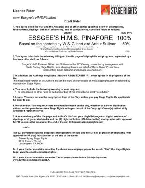 Essgee's H.M.S. Pinafore 100%