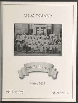 Muscogiana Vol. 25(1), Spring 2014