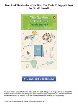Download the Garden of the Gods the Corfu Trilogy Pdf Book by Gerald Durrell