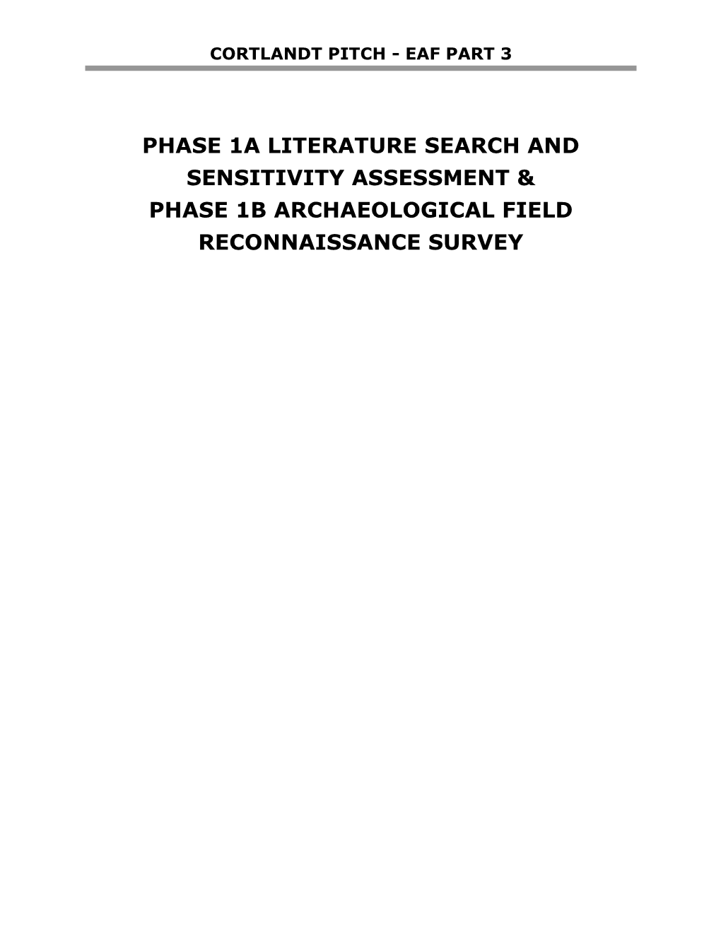 Phase 1A Literature Search and Sensitivity Assessment & Phase 1B