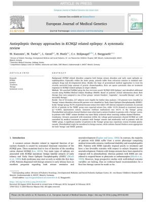 Antiepileptic Therapy Approaches in KCNQ2 Related Epilepsy A