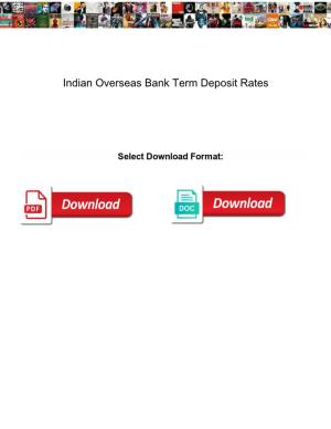 Indian Overseas Bank Term Deposit Rates