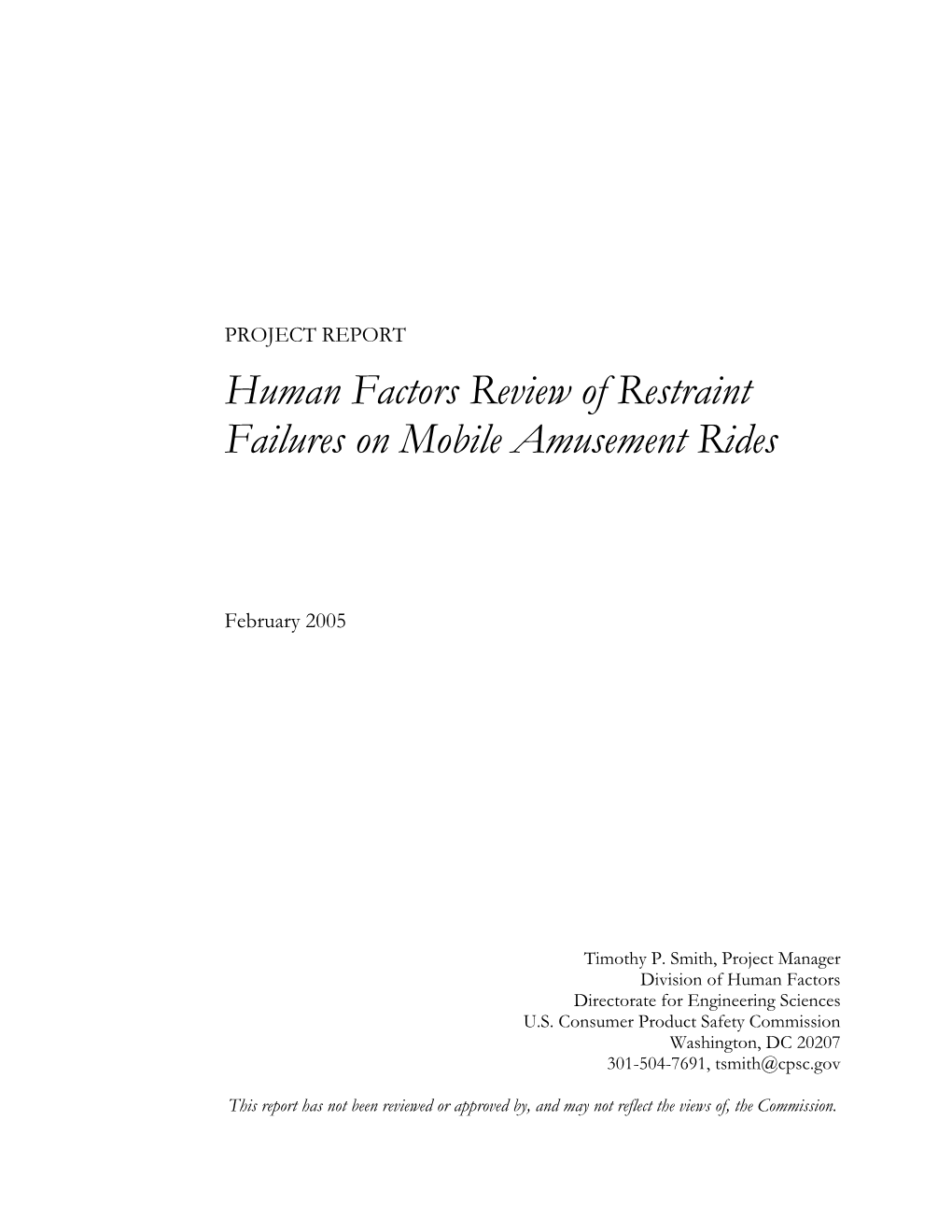 Restraint Failures on Mobile Amusement Rides