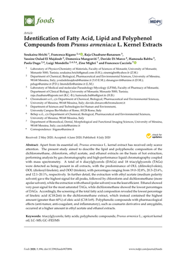 Identification of Fatty Acid, Lipid and Polyphenol Compounds From