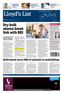 Lloyds List: Dry Bulk Shares Break Link With
