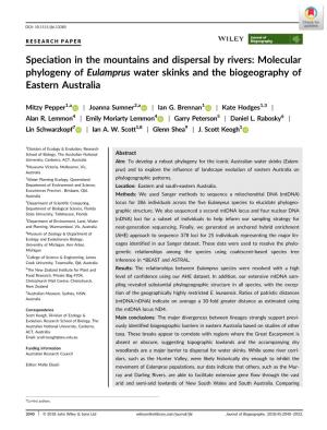 Speciation in the Mountains and Dispersal by Rivers: Molecular Phylogeny of Eulamprus Water Skinks and the Biogeography of Eastern Australia