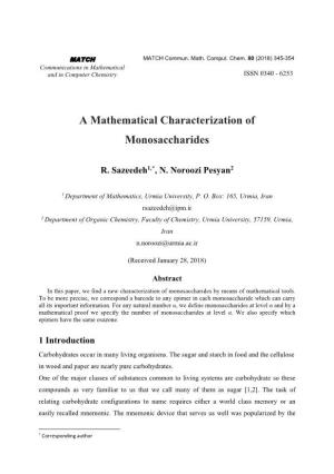 A Mathematical Characterization of Monosaccharides