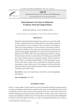 IJEM Determinants of Crime in Malaysia