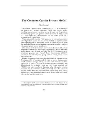 The Common Carrier Privacy Model