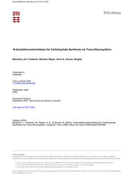 N-Acetylhexosaminidases for Carbohydrate Synthesis Via Trans-Glycosylation