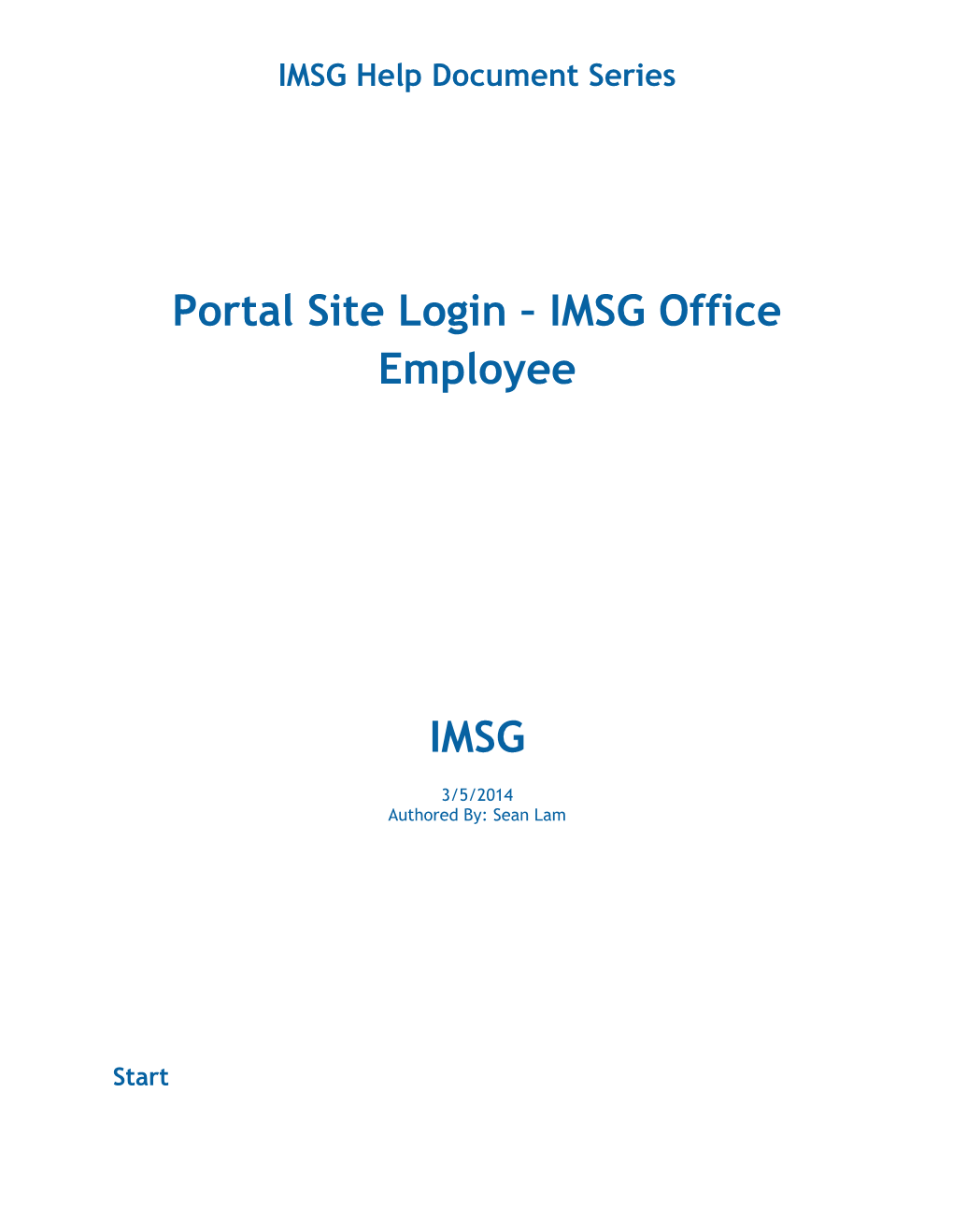 IMSG Help Document Series