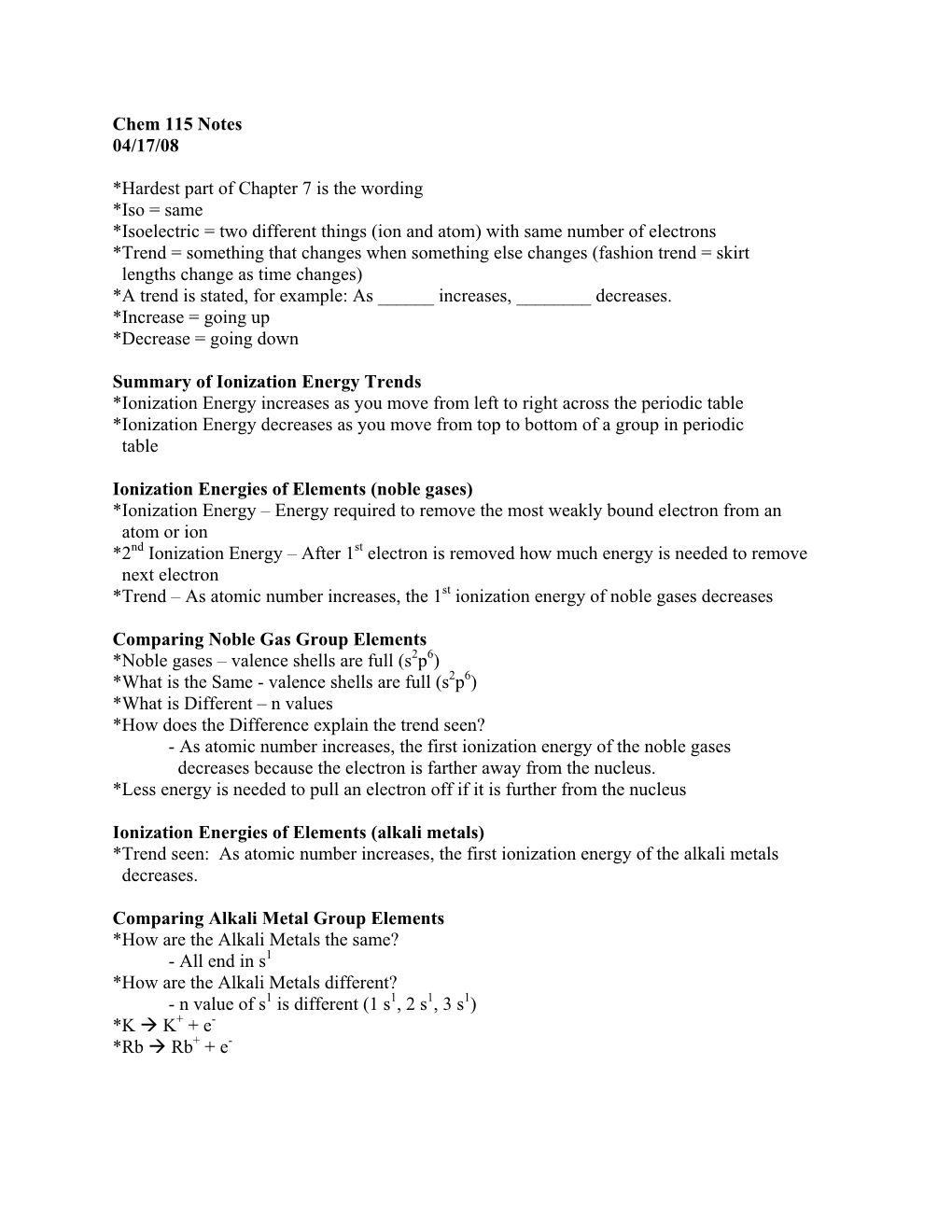 Chem 115 Notes 04/17/08