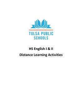 HS English I & II Distance Learning Activities