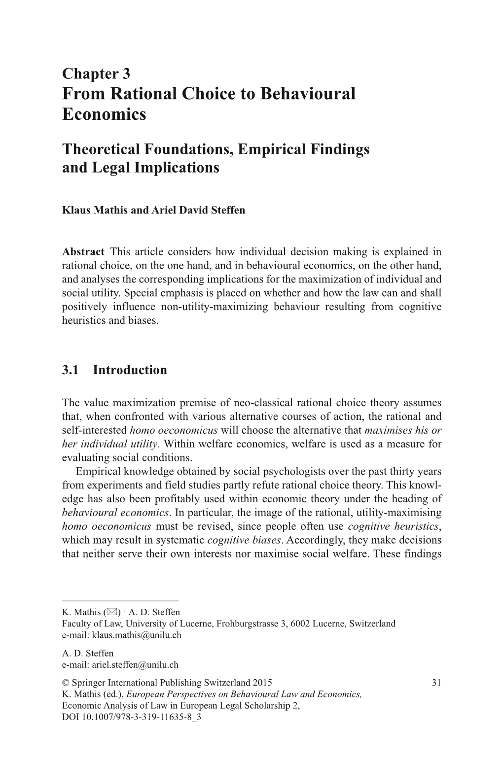 Chapter 3 from Rational Choice to Behavioural Economics