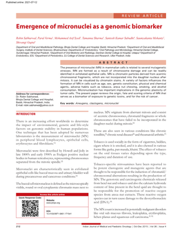 Emergence of Micronuclei As a Genomic Biomarker