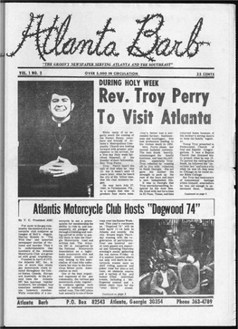 Rev. Troy Perry to Visit Atlanta
