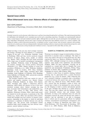 When Bittersweet Turns Sour: Adverse Effects of Nostalgia on Habitual Worriers