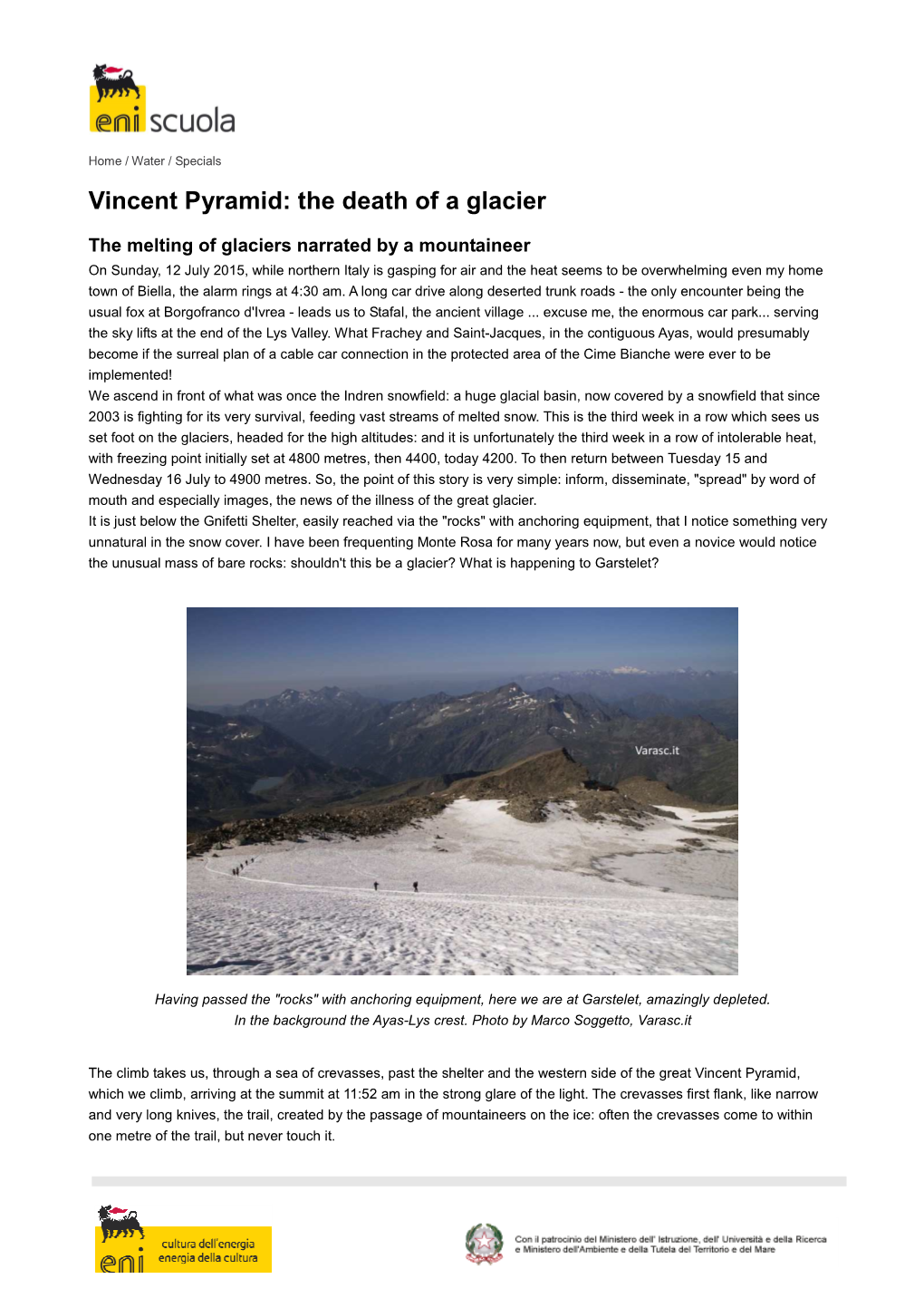 Vincent Pyramid: the Death of a Glacier