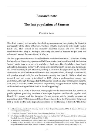 Research Note the Last Population of Samson