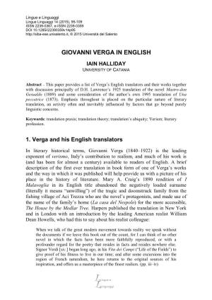 Giovanni Verga in English