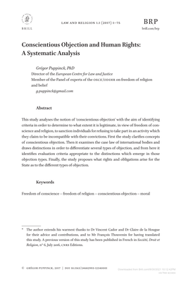 Conscientious Objection and Human Rights: a Systematic Analysis