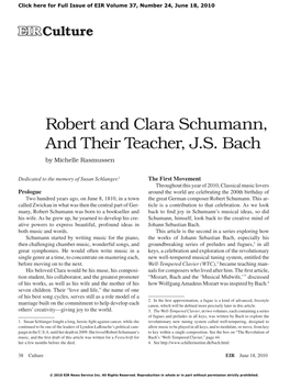 Robert and Clara Schumann, and Their Teacher, J.S. Bach by Michelle Rasmussen