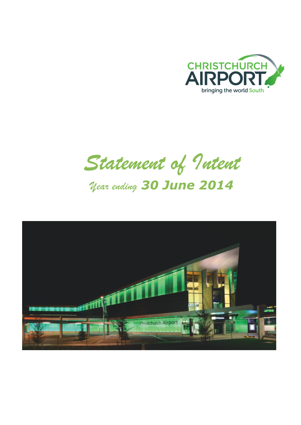 Statement of Intent Year Ending 30 June 2014