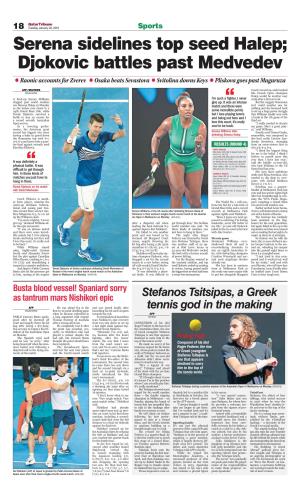Serena Sidelines Top Seed Halep; Djokovic Battles Past Medvedev
