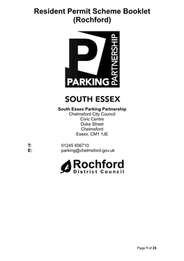 Resident Permit Scheme Booklet (Rochford)