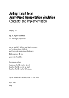 Adding Transit to an Agent-Based Transportation Simulation: Concepts and Implementation