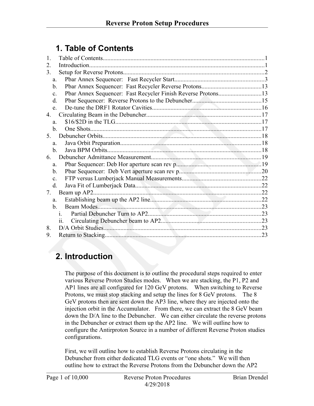 1. Table of Contents