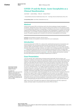 Acute Encephalitis As a Clinical Manifestation