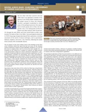 ROVING ACROSS MARS: SEARCHING for EVIDENCE of FORMER HABITABLE ENVIRONMENTS Michael H