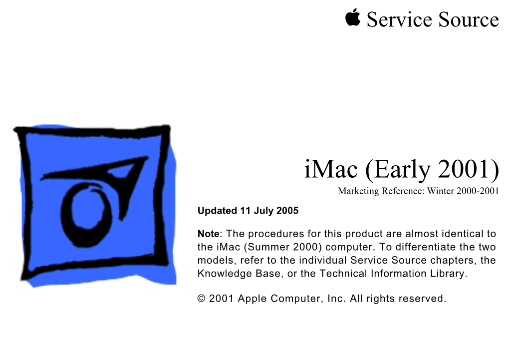 Imac (Early 2001) Marketing Reference: Winter 2000-2001 Updated 11 July 2005