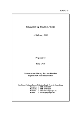 Operation of Trading Funds